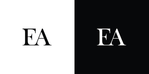 Creative abstract letter EA logo design vector in black and white color