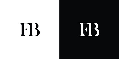 Abstract Elegant EB E B Letter Linked Logo Design in black and white color