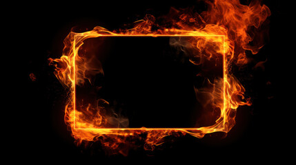 Rectangular frame made of flames