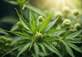 hemp, cannabis, marijuana leaves, close-up.