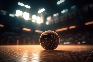 Futuristic Basketball Court With Neon Lights Background Generative AI