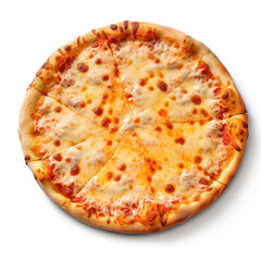 Tasty margherita pizza against a white background
