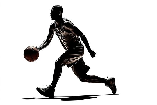 Basketball Player Showcasing Skills on a White Background Generative AI