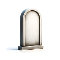 Tombstone with Rounded Top and Rectangular Base on White, Reflective Light Gradient Effect - Concept of Loss, Mourning, and Graveyard Memorials