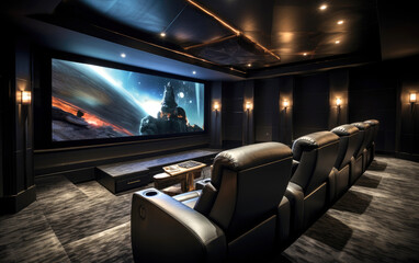 A luxurious black home theater