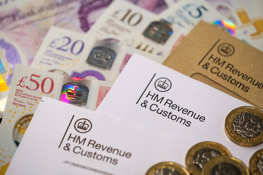 HM Revenue and Customs (HMRC) logos seen on the authentic HMRC tax related letters. Stafford, UK, November 20, 2023