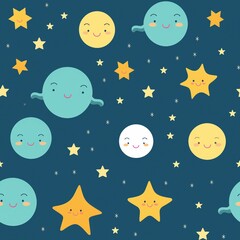 Moon and star nights seamless pattern background 