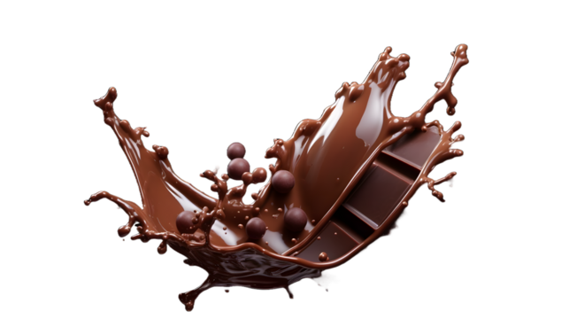 Chocolate or cocoa splash with clipping path on trasparant background