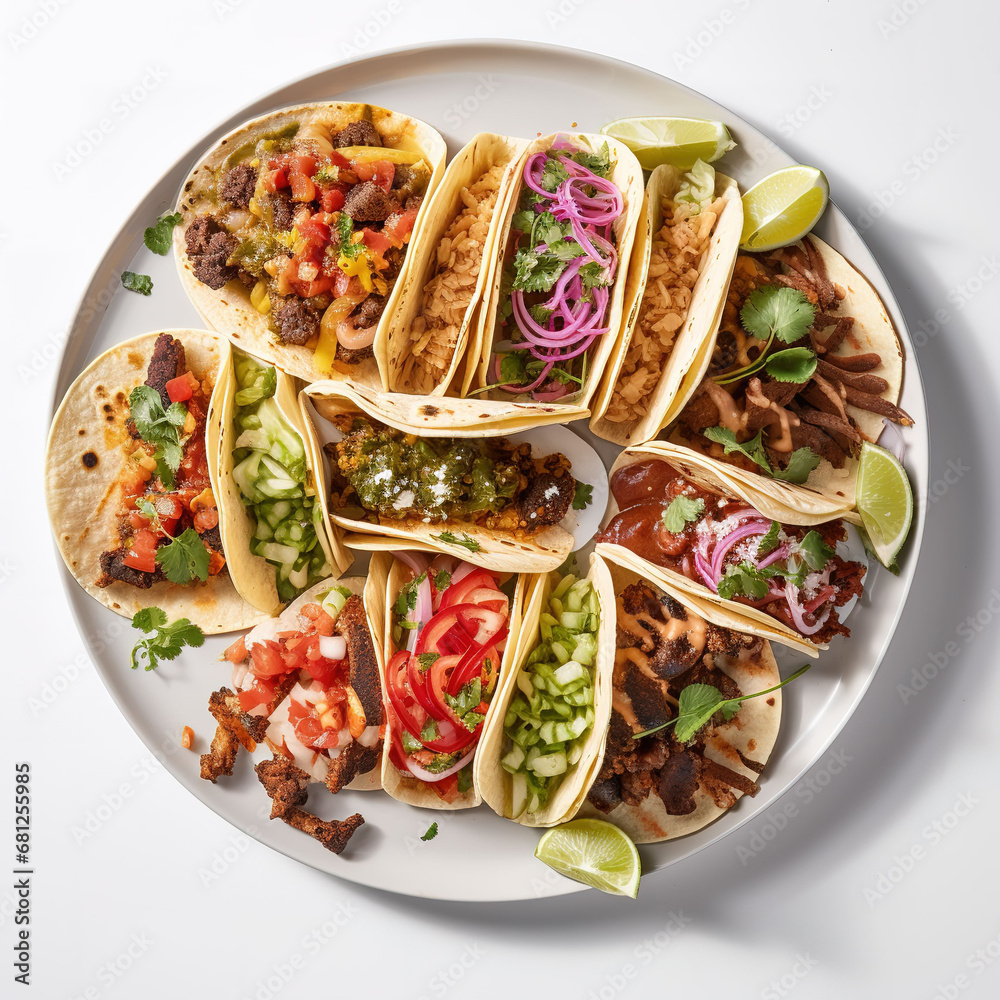 Wall mural tacos food with white background - Wall murals
