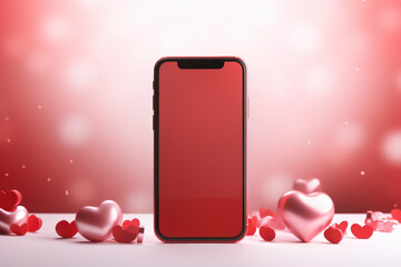 Valentine's Day romance love concept on a blank cell phone screen