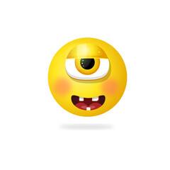 monster smiley vector, cartoon character emoji illustration on white background.