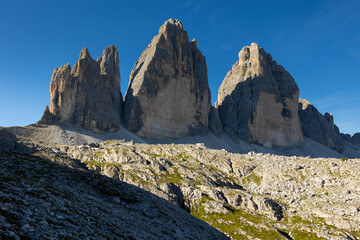 Picturesque view of Three peaks of Lavaredo situated in the Sexten Dolomites of northeastern Italy