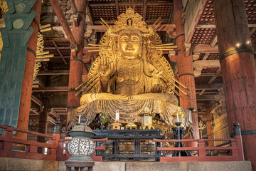 Giant Buddha statue in Nara, Japan.
Golden image of the Great Buddha at Todai Temple.
