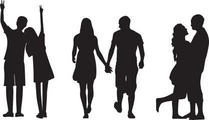 man and women set couple lovers silhouette vector illustrations. EPS 10 File
 - obrazy, fototapety, plakaty