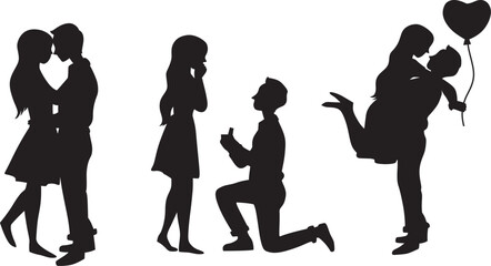 man and women set couple lovers silhouette vector illustrations. EPS 10 File

