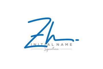 Initial ZH signature logo template vector. Hand drawn Calligraphy lettering Vector illustration.
