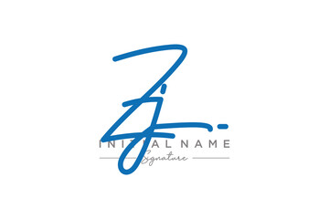 Initial ZJ signature logo template vector. Hand drawn Calligraphy lettering Vector illustration.