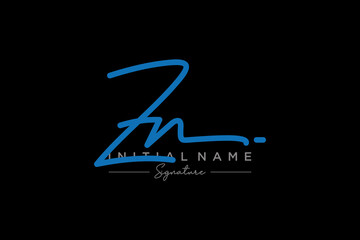 Initial ZN signature logo template vector. Hand drawn Calligraphy lettering Vector illustration.