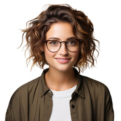 Stylish Woman in Glasses and White Shirt