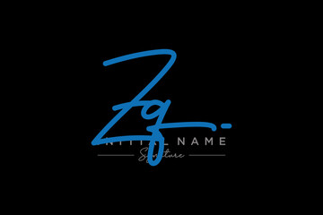Initial ZQ signature logo template vector. Hand drawn Calligraphy lettering Vector illustration.