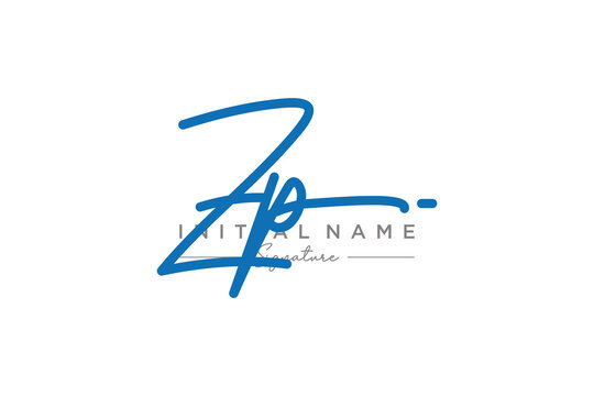 Initial ZP signature logo template vector. Hand drawn Calligraphy lettering Vector illustration.