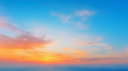 Fotobehang Abstract gradient sunrise in the sky with cloud and blue mix orange natural background. © ParinPIX