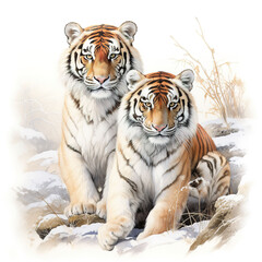 Naklejka premium tiger animal on a white background