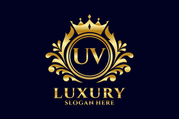 Initial UV Letter Royal Luxury Logo template in vector art for luxurious branding projects and other vector illustration.