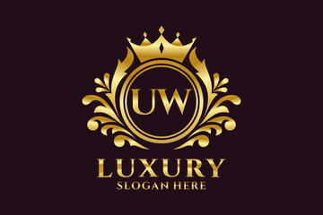 Initial UW Letter Royal Luxury Logo template in vector art for luxurious branding projects and other vector illustration.