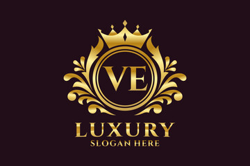 Initial VE Letter Royal Luxury Logo template in vector art for luxurious branding projects and other vector illustration.