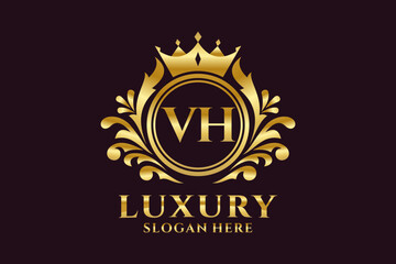 Initial VH Letter Royal Luxury Logo template in vector art for luxurious branding projects and other vector illustration.