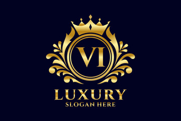 Initial VI Letter Royal Luxury Logo template in vector art for luxurious branding projects and other vector illustration.