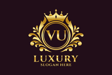 Initial VU Letter Royal Luxury Logo template in vector art for luxurious branding projects and other vector illustration.
