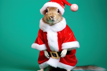 Cute Squirrel as Santa Claus on Christmas