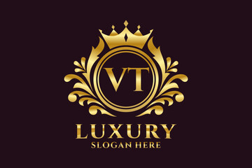 Initial VT Letter Royal Luxury Logo template in vector art for luxurious branding projects and other vector illustration.