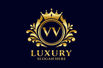 Initial VV Letter Royal Luxury Logo template in vector art for luxurious branding projects and other vector illustration.