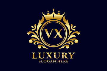 Initial VX Letter Royal Luxury Logo template in vector art for luxurious branding projects and other vector illustration.