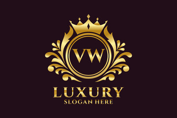 Initial VW Letter Royal Luxury Logo template in vector art for luxurious branding projects and other vector illustration.