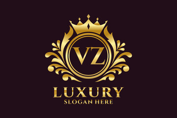 Initial VZ Letter Royal Luxury Logo template in vector art for luxurious branding projects and other vector illustration.