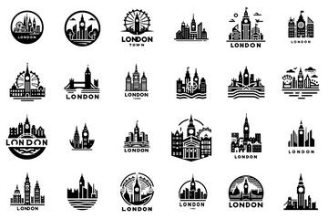 Exploring London: Vector Graphics of the UK Capital's Landmarks - obrazy, fototapety, plakaty