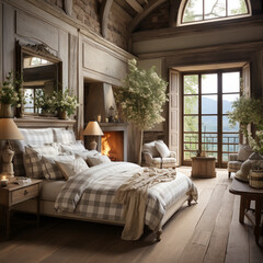 Luxury bedroom interior in classic style. 3d render,Generative AI