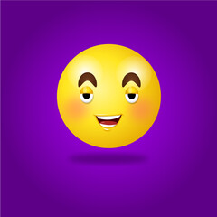 funny smiley vector, cartoon character emoji illustration on purple background.