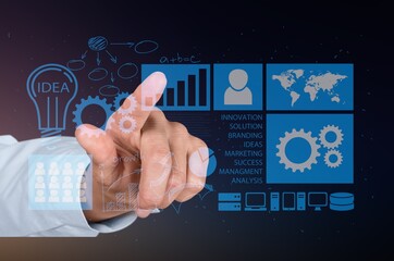 Data analyst with business dashboard with charts,