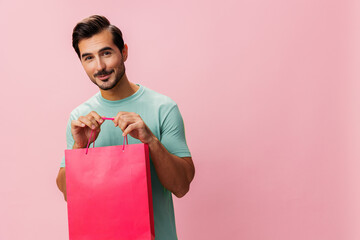 Bag man buy shop surprise shopper gift lifestyle package sale client holiday pink