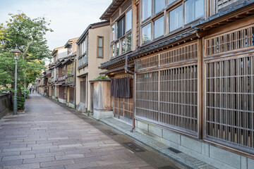 Higashi Chaya District in Kanazawa, Japan.
Great wooden vintage houses along the streets of this...