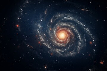 Vintage Styled Illustration of a Spiral Universe Galaxy with Stars and Cosmic Dust