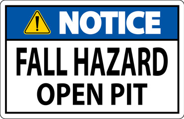Notice Sign Fall Hazard - Open Pit