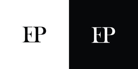Obraz premium Abstract letter EP or PE vector logo monogram template in black and white color
