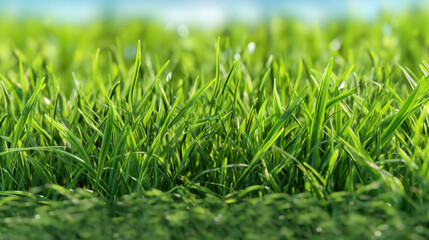 Gros plan, zoom sur de l'herbe fraîche et bien verte. Nature, jardin, gazon. Pour conception et création graphique. - obrazy, fototapety, plakaty