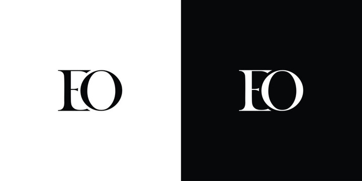 Abstract EO or OE Letter Icon Vector Logo with Serif Font and Minimalist Style in black and white color